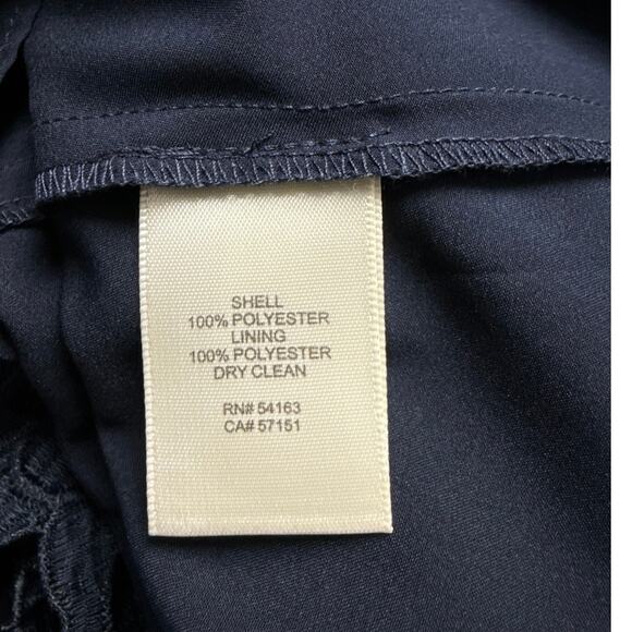 NWT Eliza J Asymmetric Lace Overlay Midi Dress Size 12 Navy Blue Lined Fit Flare - Picture 6 of 9